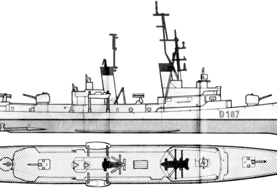 Корабль FGS Rommel D187 [Destroyer] (1970) - чертежи, габариты, рисунки